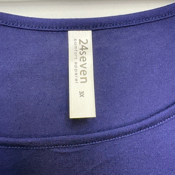 Long Sleeve Knee Length Asymmetrical Plus Size Tunic Top navy color - Picture 5 of 6